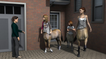 Картинка 3д+графика существа+ creatures девушки взгляд фон кентавры