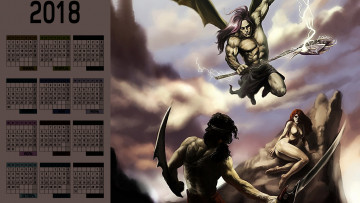 Картинка календари фэнтези битва мужчина оружие поединок схватка женщина