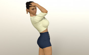 Картинка 3д+графика люди+ people девушка взгляд фон