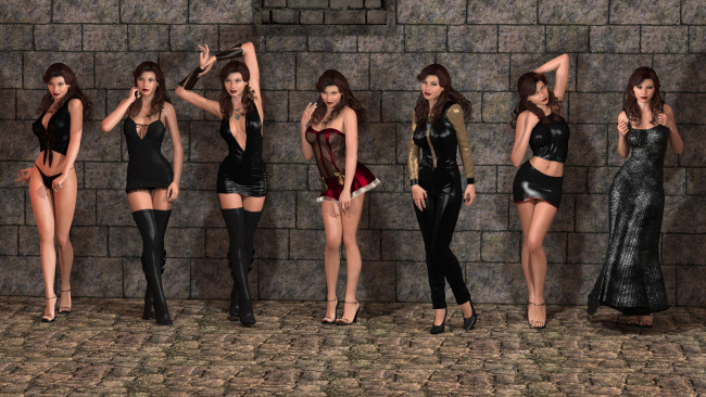 Обои картинки фото 3д графика, люди , people, девушки, взгляд, фон