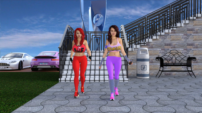 Обои картинки фото 3д графика, люди , people, фон, взгляд, девушки