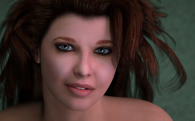 Обои картинки фото 3д графика, портрет , portraits, взгляд, девушка, фон