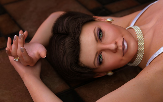 Обои картинки фото 3д графика, портрет , portraits, девушка, взгляд, фон