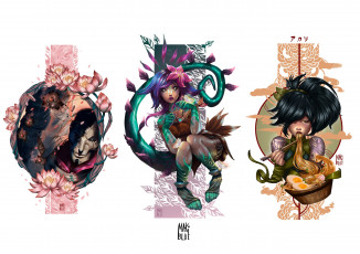 Картинка видео+игры league+of+legends персонажи цветы хвост еда jhin neeko akali