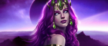 Картинка фэнтези существа девушка фон украшение