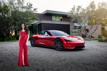 Картинка автомобили -авто+с+девушками tesla roadster