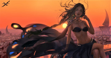 Картинка фэнтези _ghost+blade+ +призрачный+клинок девушка город