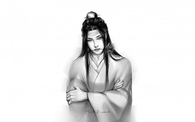 Обои картинки фото аниме, mo dao zu shi, лань, ванцзи, роза