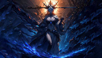 Картинка фэнтези маги +волшебники нейросети графика нейроарт ai art нейронные сети рисунки нейро искусство девушка магия голубые глаза