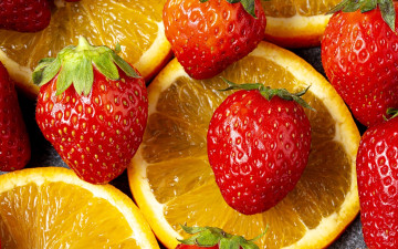 обоя еда, фрукты,  ягоды, апельсины, ягоды, клубника