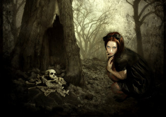 Картинка фэнтези девушки взгляд череп