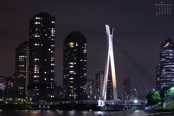 Картинка календари города мост ночь город