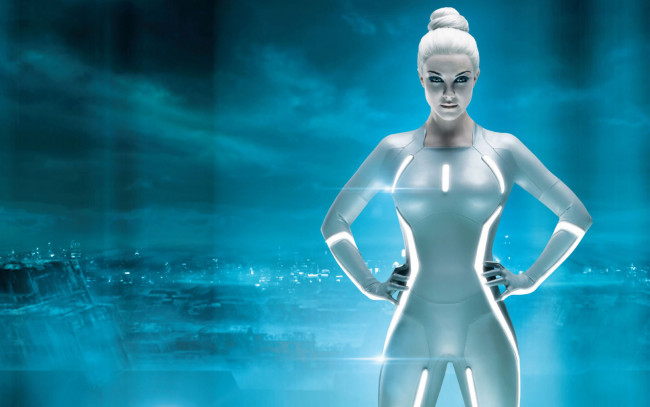 Обои картинки фото трон, кино, фильмы, tron, legacy, девушка, синий, фон, наследие