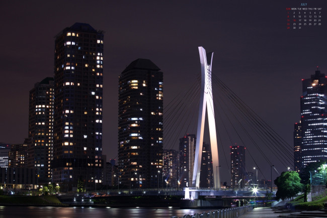 Обои картинки фото календари, города, мост, ночь, город