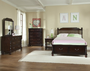 Картинка интерьер спальня кровать тумбочки