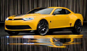 Картинка transformers кино фильмы отражение chevrolet camaro bumblebee concept