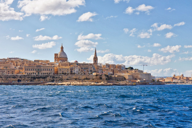Обои картинки фото города, валетта, мальта, море, панорама