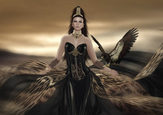 Картинка 3д+графика люди+ people корсет птица