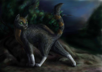 Картинка рисованные животные +коты кот взгляд