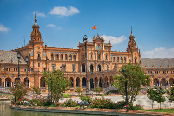 Картинка plaza+de+espa& 241 +seville +spain города севилья+ испания дворец парк площадь