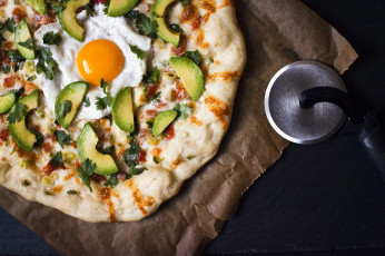 Картинка еда пицца яйцо авокадо