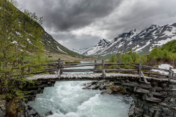 Картинка природа реки озера мост горы стремнина река