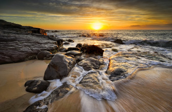 Картинка природа восходы закаты заря горизонт берег океан