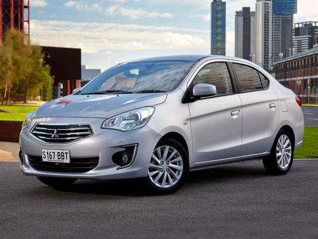 Обои картинки фото автомобили, mitsubishi, 2014г, au-spec, sedan, mirage