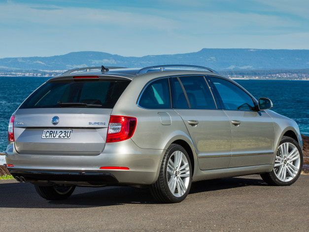Обои картинки фото автомобили, skoda, superb, wagon, 2014г, серый