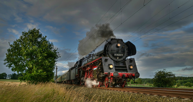 Обои картинки фото техника, паровозы, рельсы, дорога, железная, вагоны