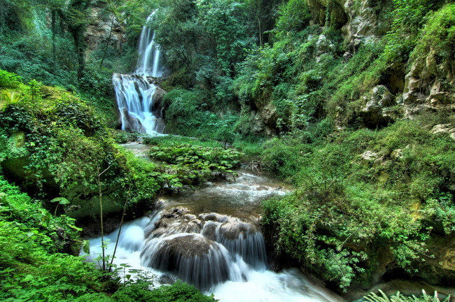 Обои картинки фото природа, водопады, водопад, река, лес