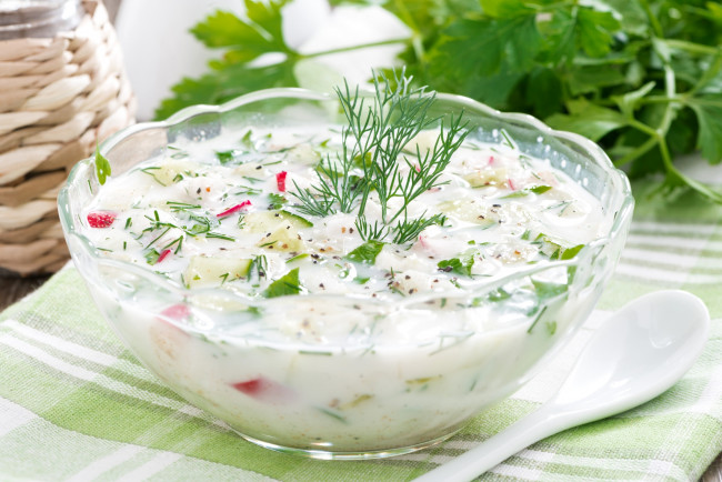 Обои картинки фото еда, первые блюда, овощи, холодный, кефир, суп, окрошка