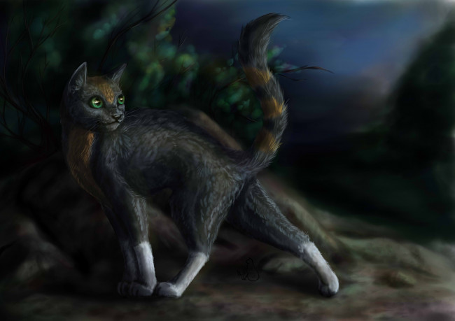 Обои картинки фото рисованные, животные,  коты, кот, взгляд