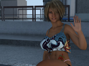 Картинка 3д+графика люди+ people девушка взгляд фон улыбка тату