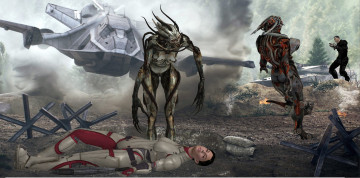 Картинка 3д+графика фантазия+ fantasy девушка взгляд фон мужчина существа