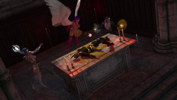 Картинка 3д+графика ужас+ horror девушки фон ангел магия свечи