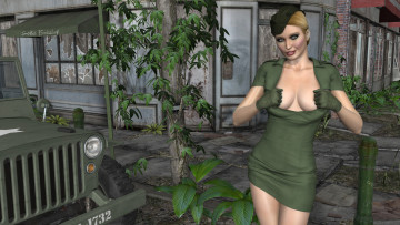 Картинка автомобили 3d+car&girl фон взгляд девушка автомобиль