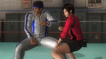 обоя видео игры, dead or alive 5, взгляд, поза, девушка, парень, фон