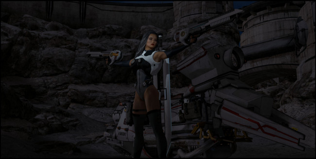 Обои картинки фото 3д графика, фантазия , fantasy, девушка, взгляд, фон, оружие