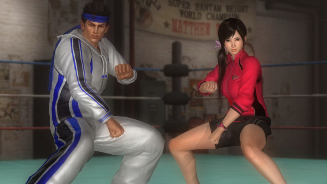 Обои картинки фото видео игры, dead or alive 5, парень, фон, взгляд, девушка, поза