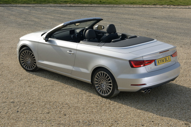 Обои картинки фото автомобили, audi, светлый, cabriolet, 2-0, tdi, 2014г, 8v, uk-spec, a3