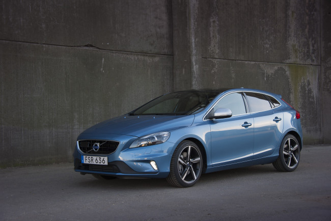 Обои картинки фото автомобили, volvo, синий, r-design, v40, t3