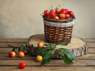 Картинка еда вишня +черешня лукошко
