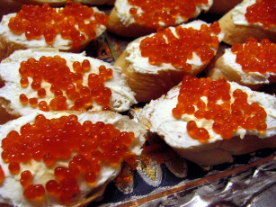 Картинка еда икра красная масло багет