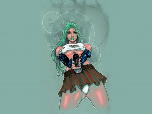 Картинка рисованное люди пистолет девушка фон взгляд