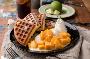 Картинка еда блины +оладьи манго вафли
