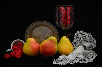 Картинка еда натюрморт малина груши