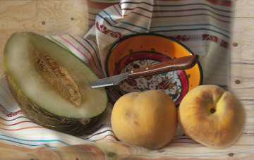 Картинка еда фрукты +ягоды персики дыня