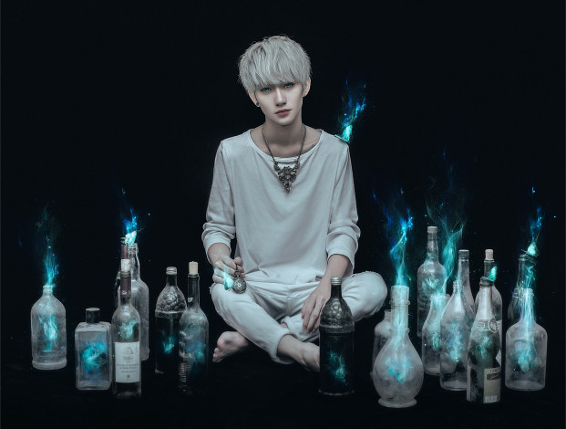 Обои картинки фото разное, cosplay , косплей, by, crimson-shad, time, in, the, bottle, jim, croce, парень, бутылки