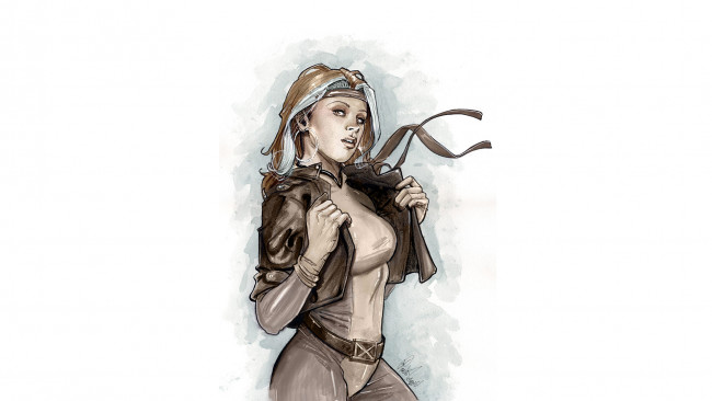 Обои картинки фото рисованное, люди, фон, взгляд, девушка